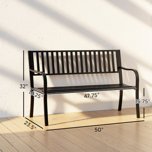 Banco de Jardín Exterior de 50 Pulgadas con Asiento de Metal