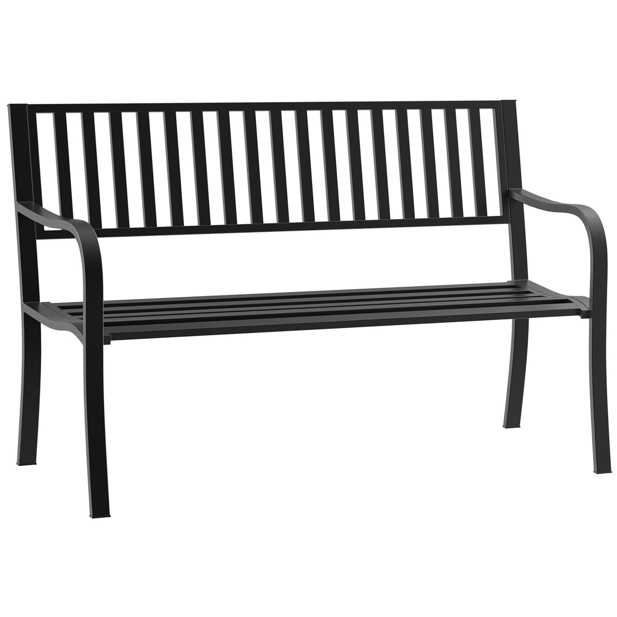 Banco de Jardín Exterior de 50 Pulgadas con Asiento de Metal
