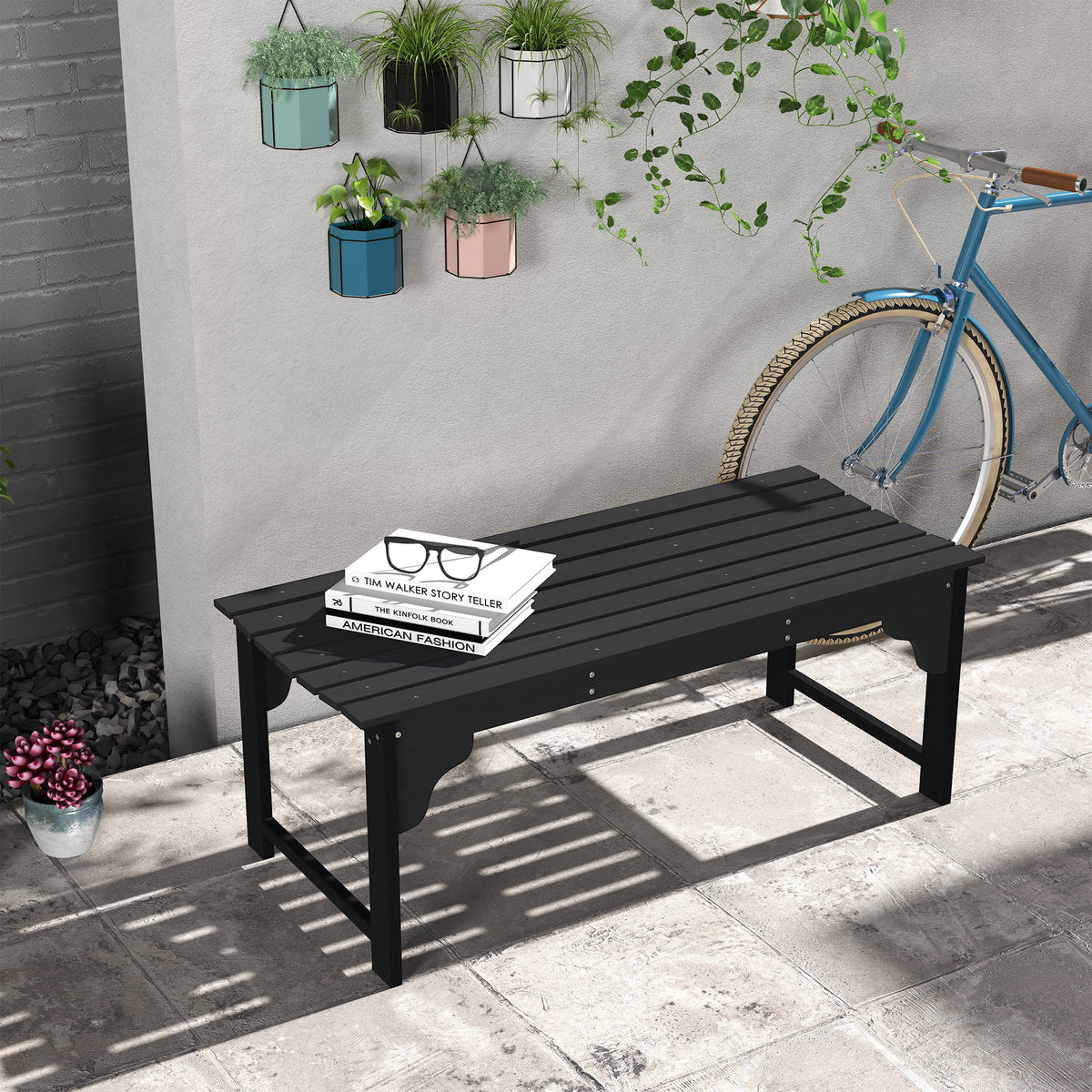 Banco de Jardín de Madera con Asiento Curvo y Listones