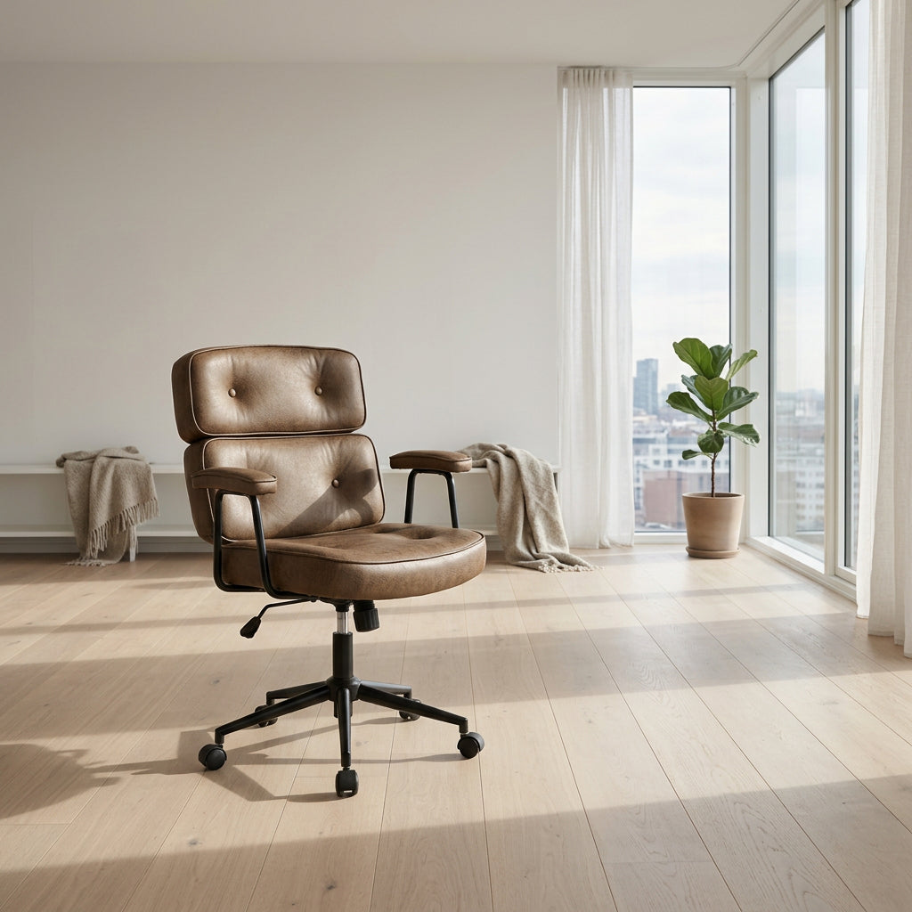 Silla Ejecutiva Ergonómica de Escritorio con Ruedas y Altura Regulable