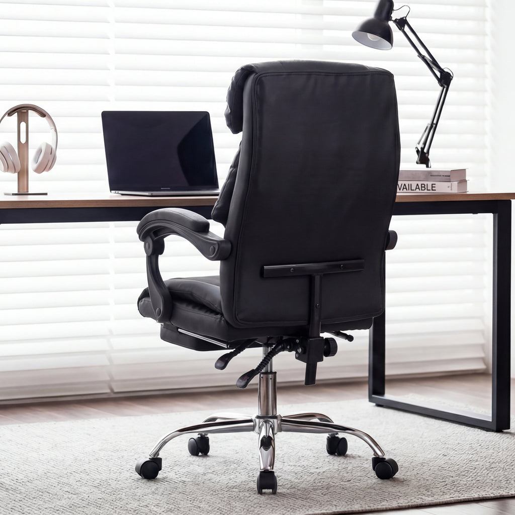 Silla Ejecutiva de Oficina Regulable con Reposapiés y Respaldo Reclinable
