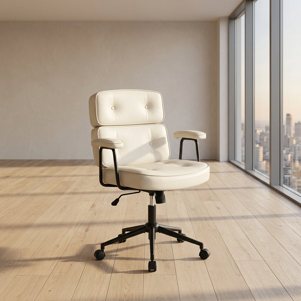 Silla Ergonómica Tapizada de Oficina con Altura Regulable y Ruedas