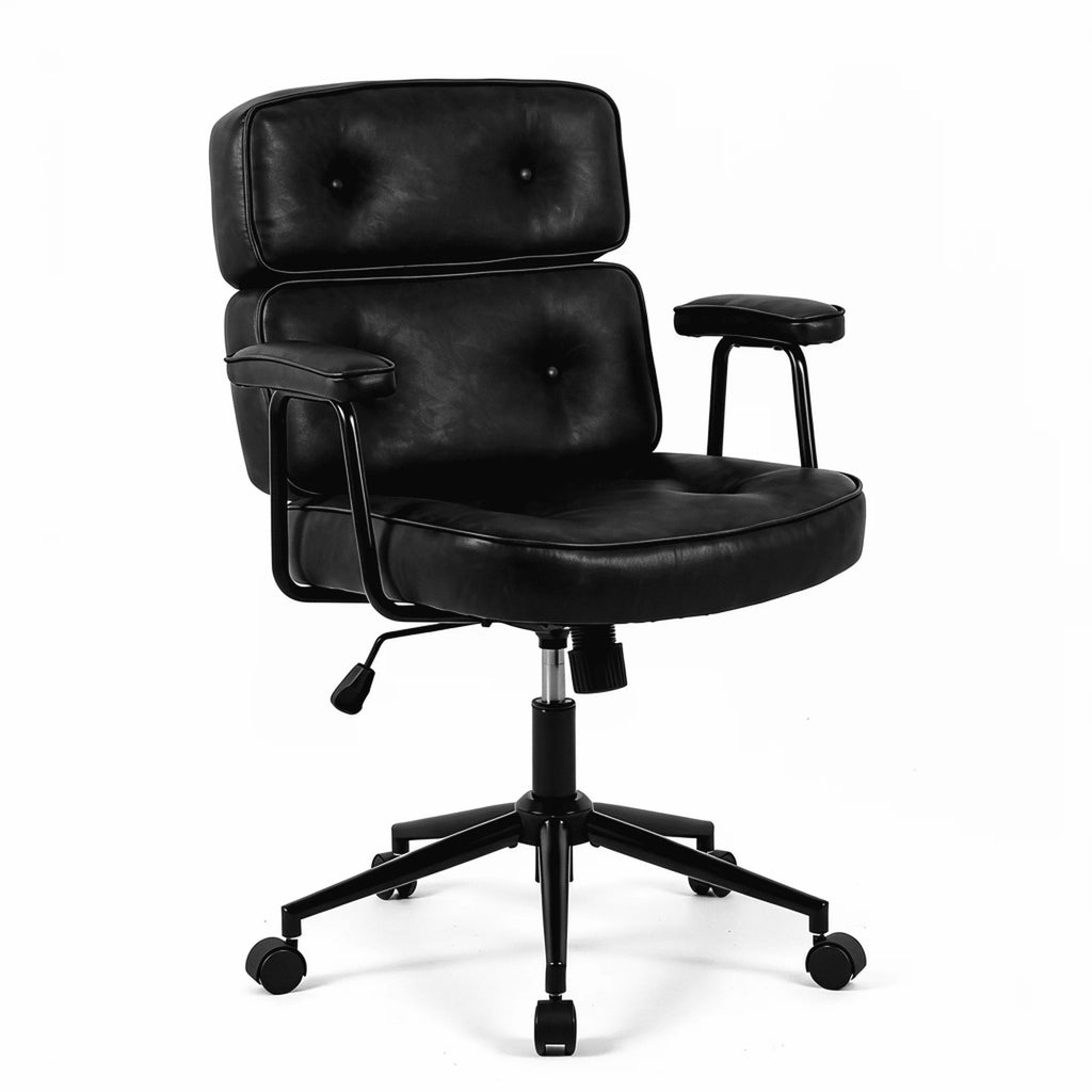 Silla Ergonómica de Oficina de Cuero PU con Altura Regulable y Ruedas